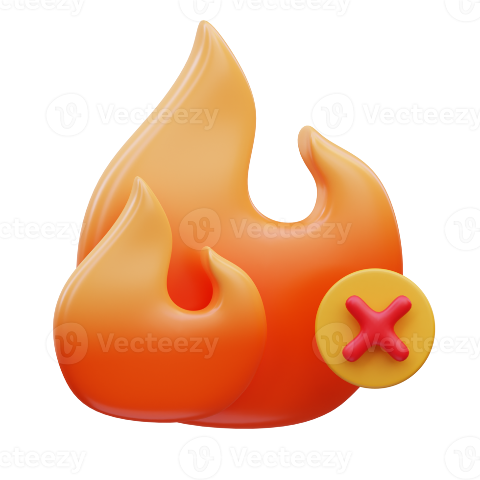 3d render Fire sign icon illustration, suitable for safety design themes, user manual themes, web, app etc png