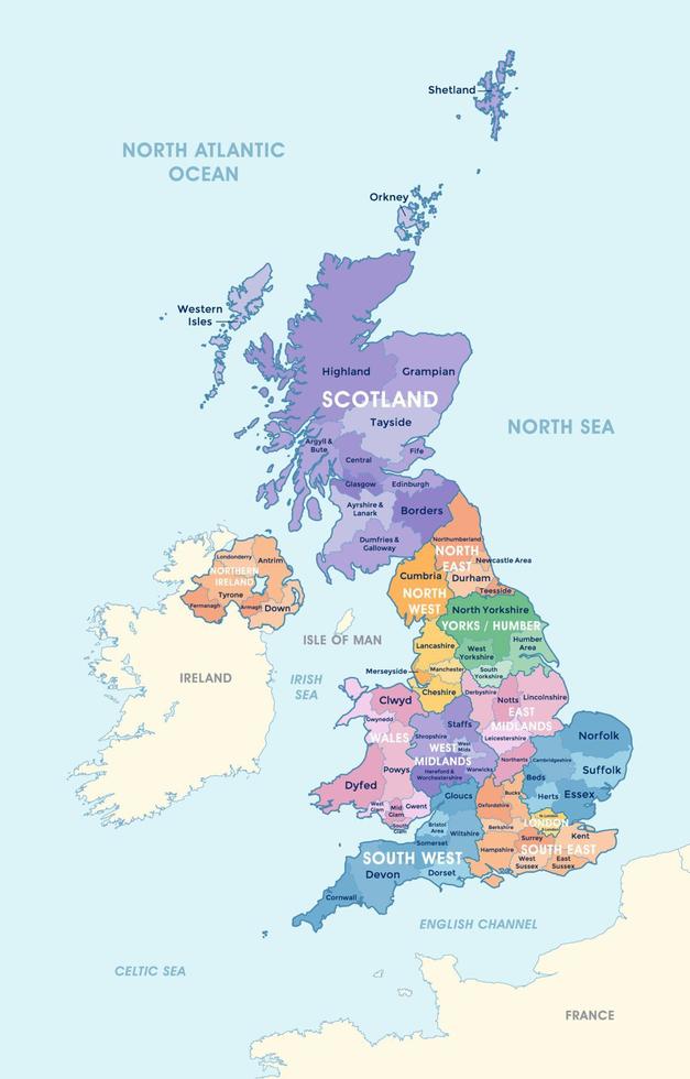 United Kingdom Detailed Country Map Template vector