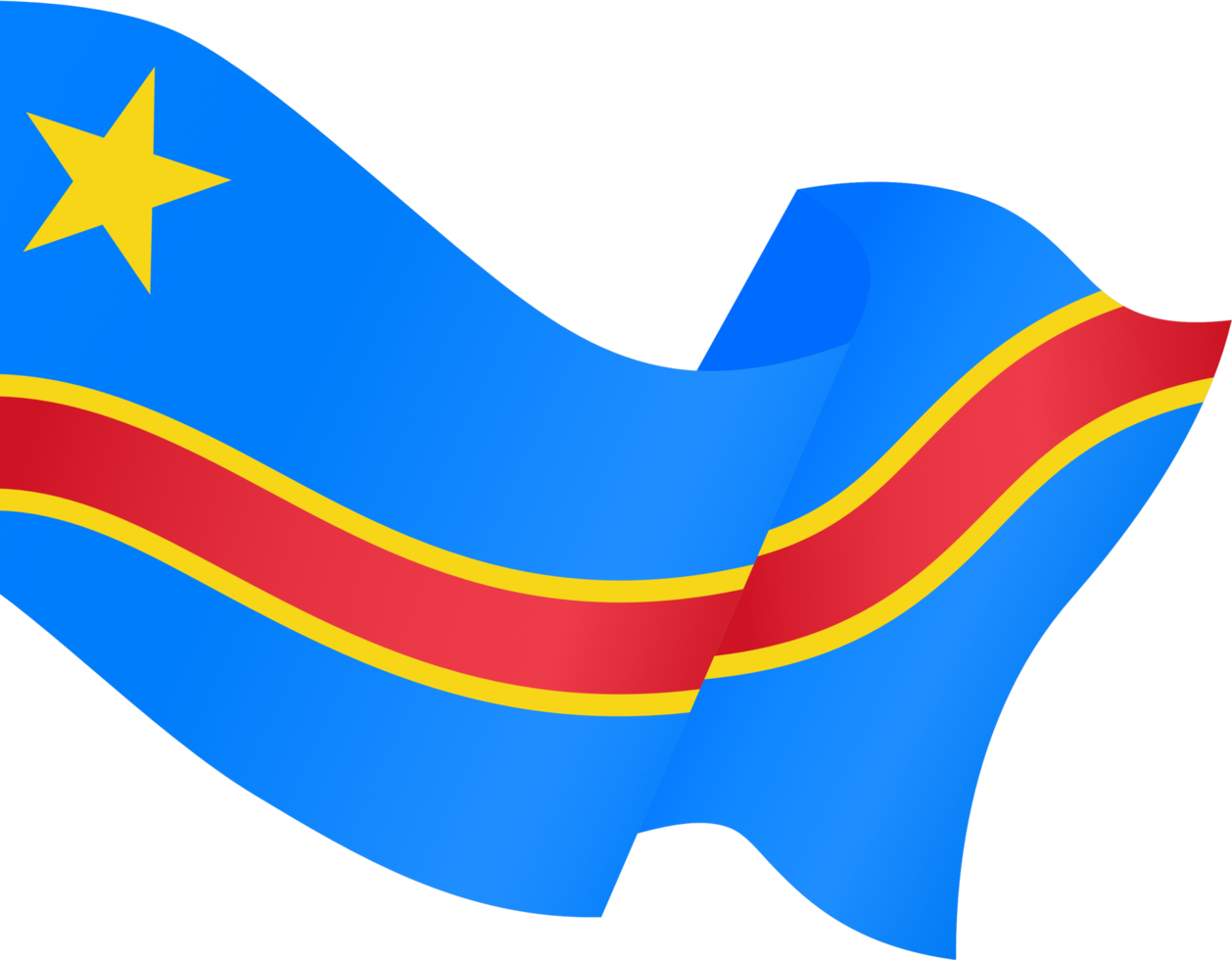 Democratic Republic of the Congo flag wave isolated on png or transparent background