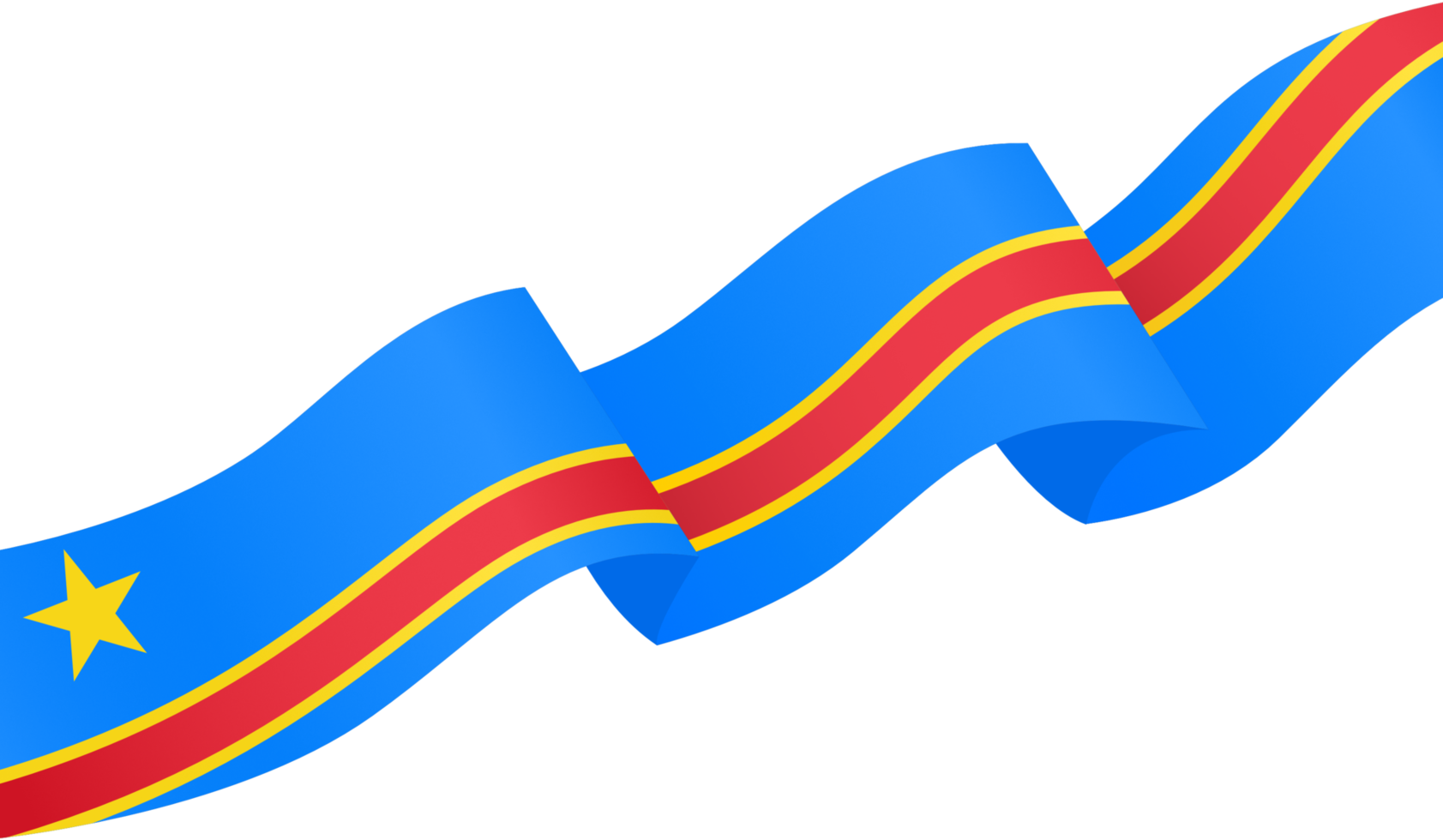 Democratic Republic of the Congo flag wave isolated on png or transparent background