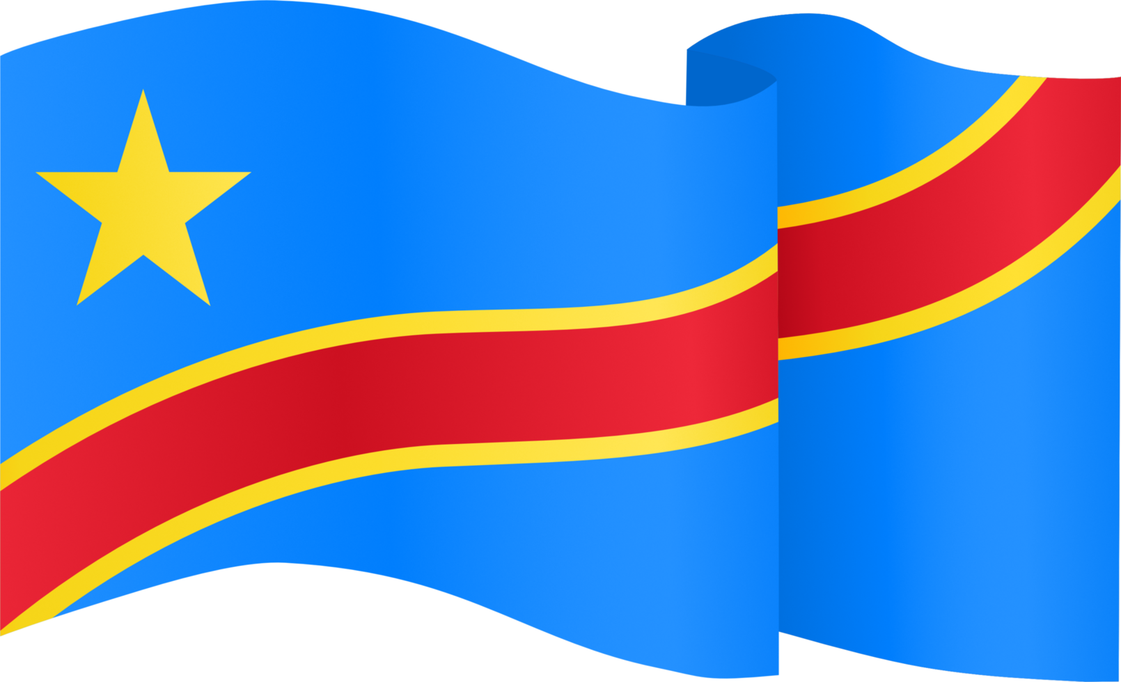 Democratic Republic of the Congo flag wave isolated on png or transparent background