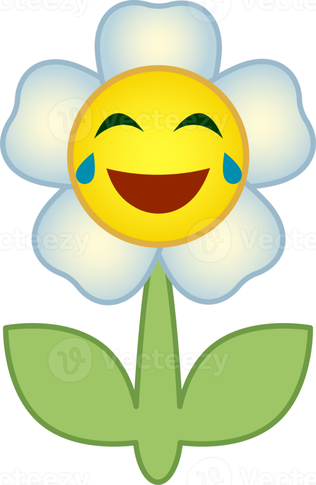 Free Flower emoticon. Flower cartoon character with face. PNG with