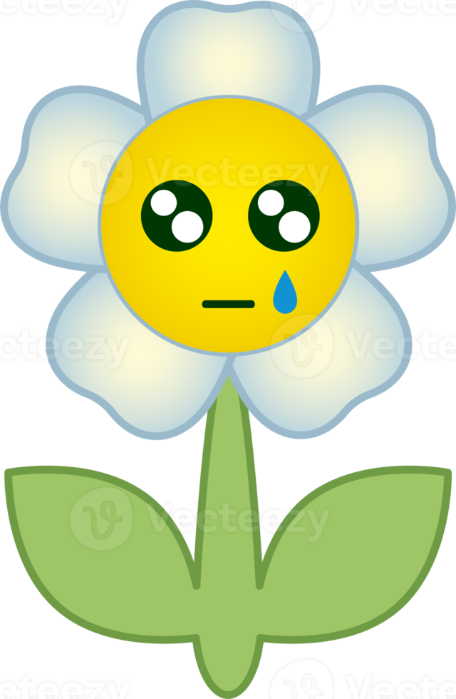 bloem emoticon. bloem tekenfilm karakter met gezicht. PNG met transparant achtergrond