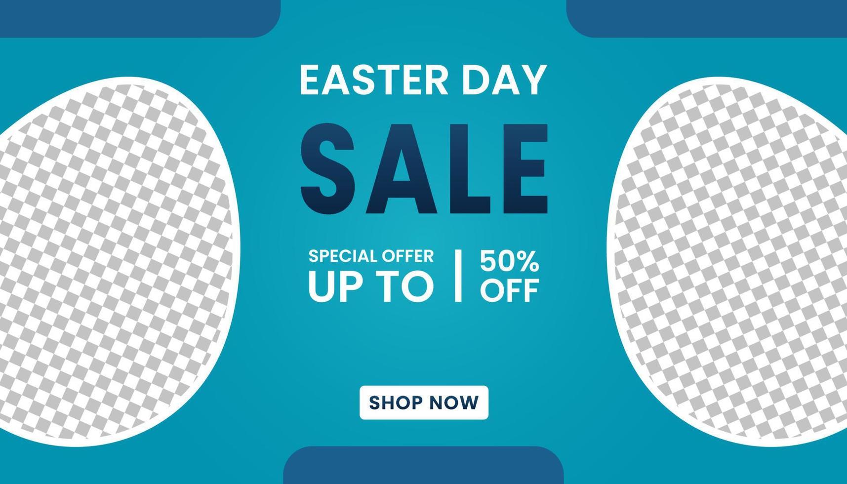 Easter Day sale banner template design with eggs shape frame vector