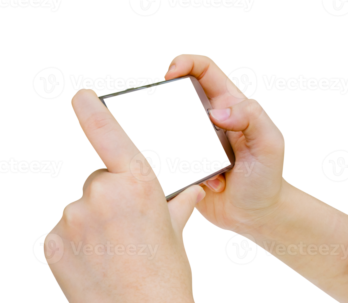 Woman using mobile smart phone isolated png