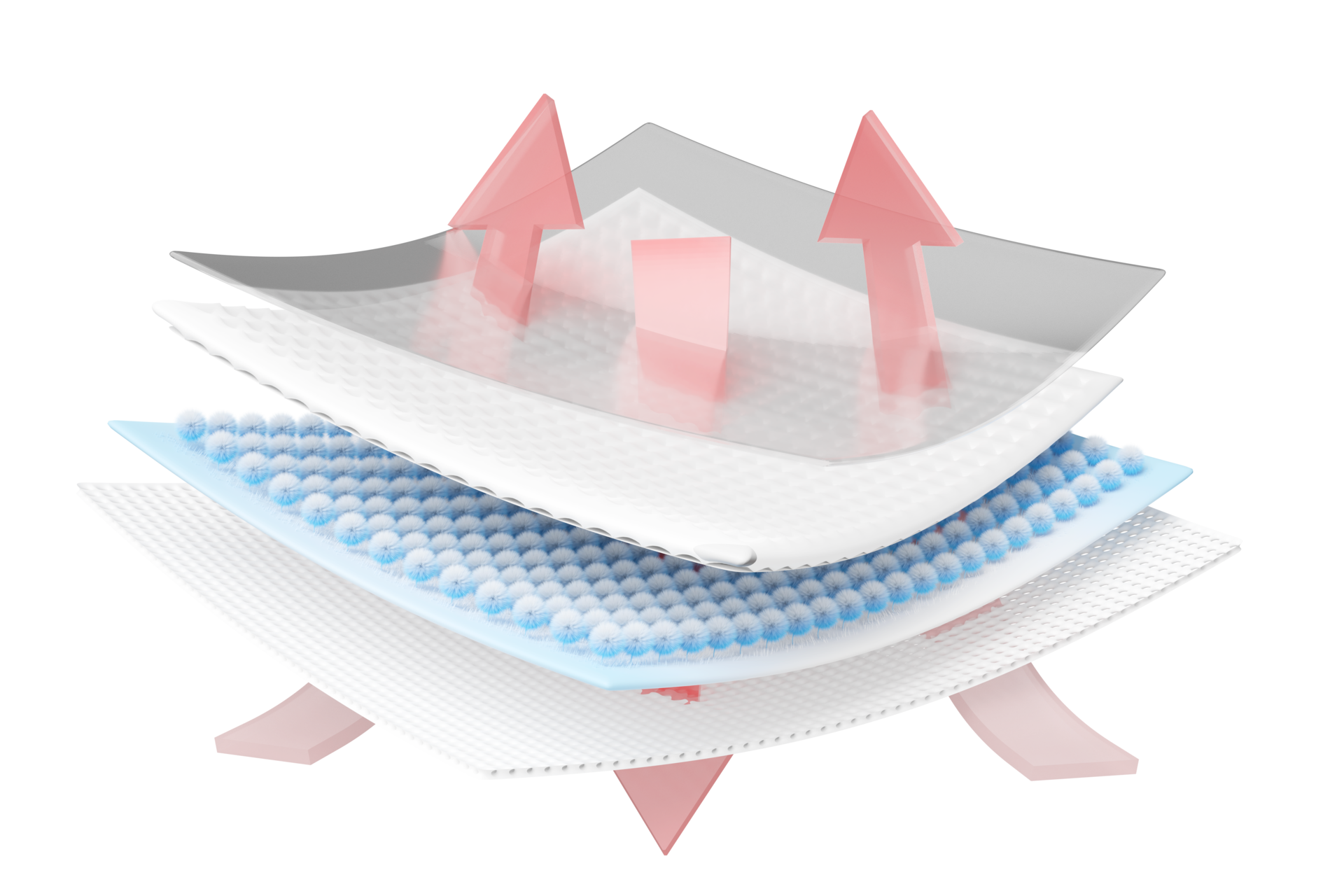 absorbent layer and ventilate shows 3d, dust filter layer for face mask