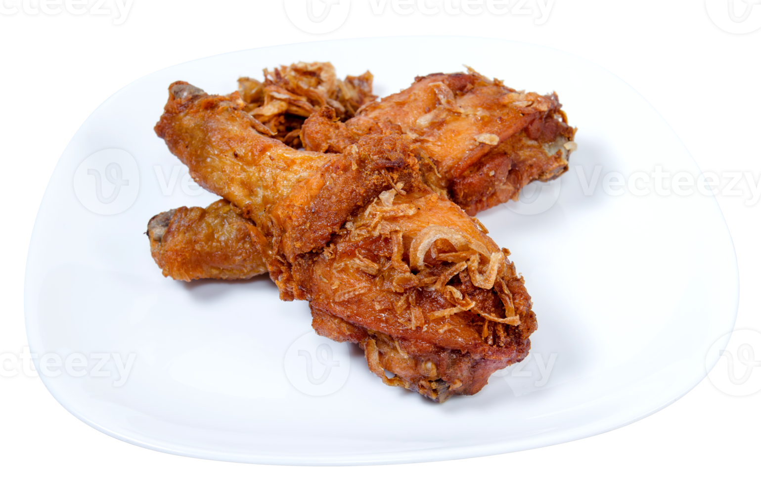 Fried Chicken Drumstick on white dish isolated png