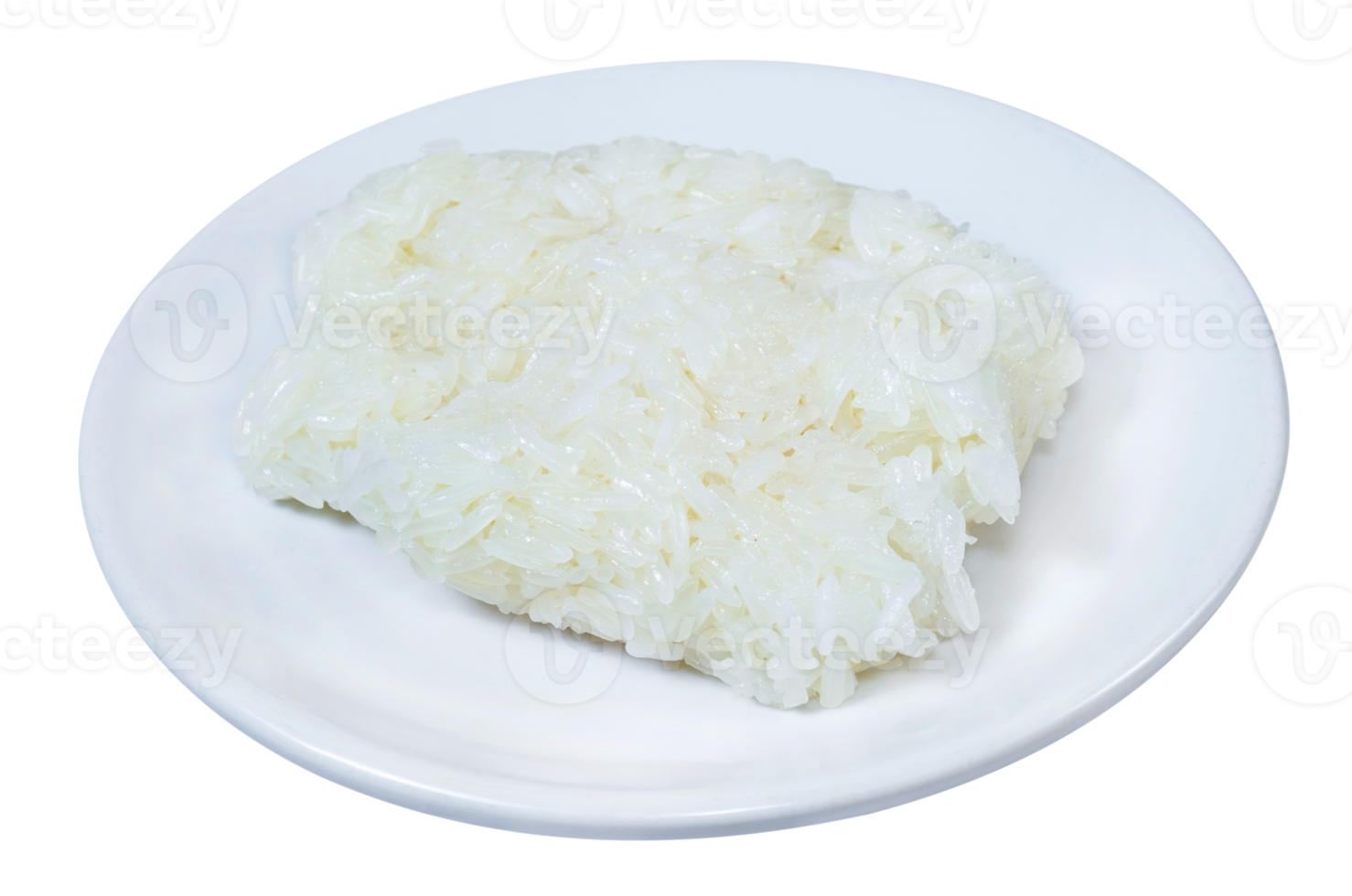 Sticky rice in white plate isolated png