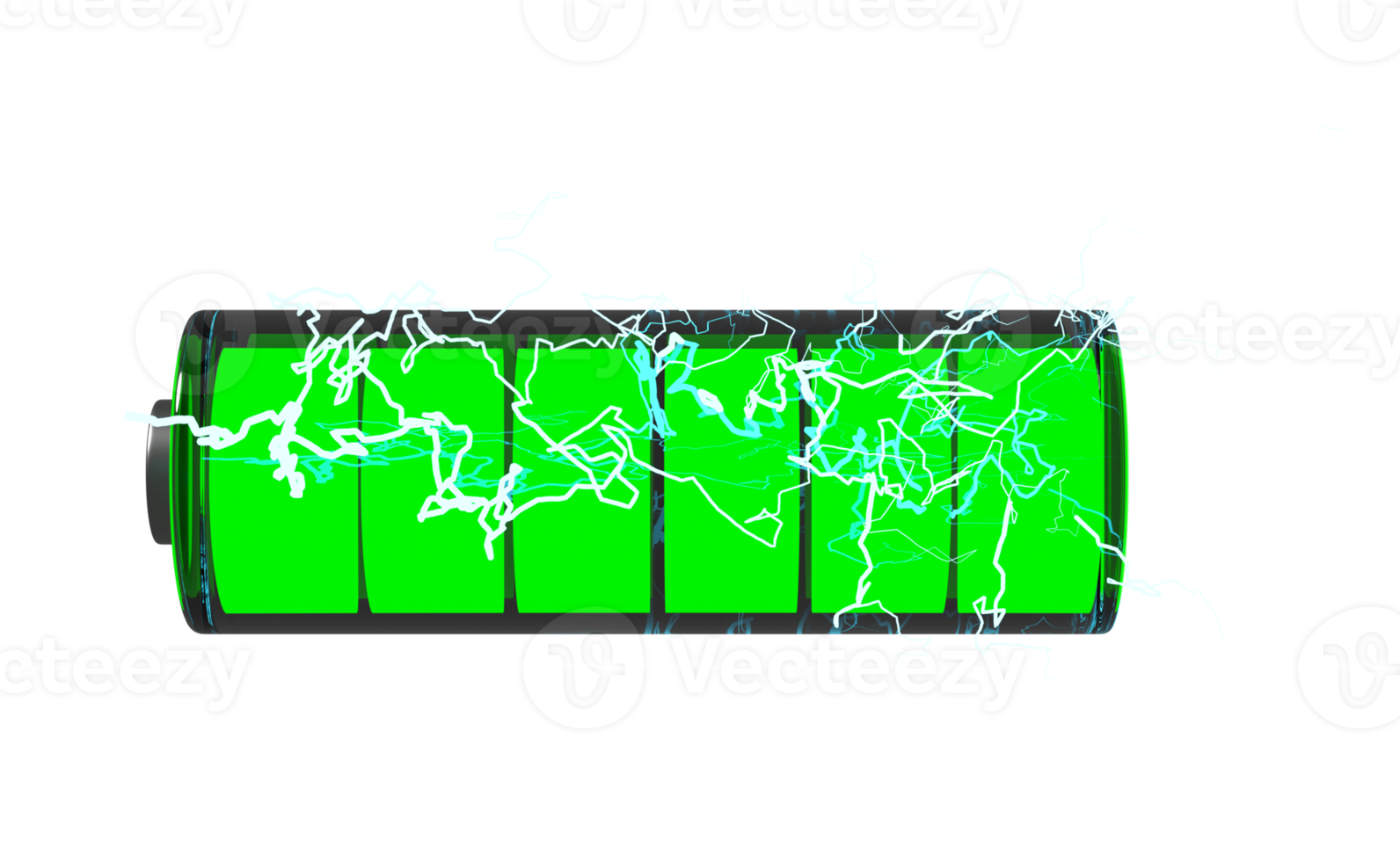 3d accu in rekening brengen indicator met donder geïsoleerd. opladen accu technologie concept, 3d geven illustratio png