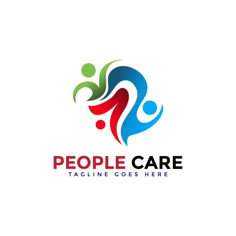 Abstract People Care Logo. Human Icon with Circular Hands Symbol. Flat Vector Logo Design Template Elements. Free Vector