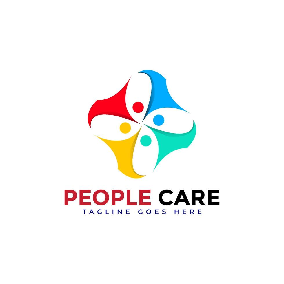 Abstract People Care Logo. Human Icon with Circular Hands Symbol. Flat Vector Logo Design Template Elements. Free Vector