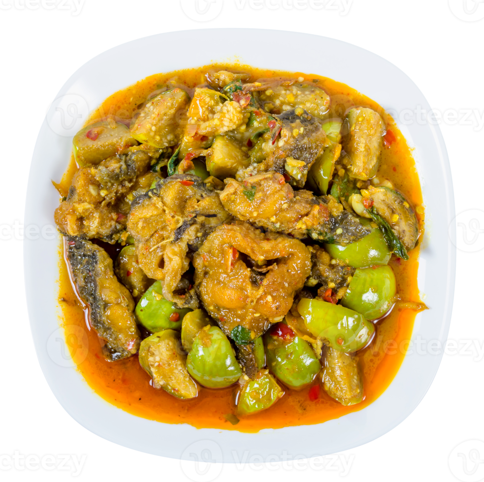 Spicy Fried Stir Catfish isolated png