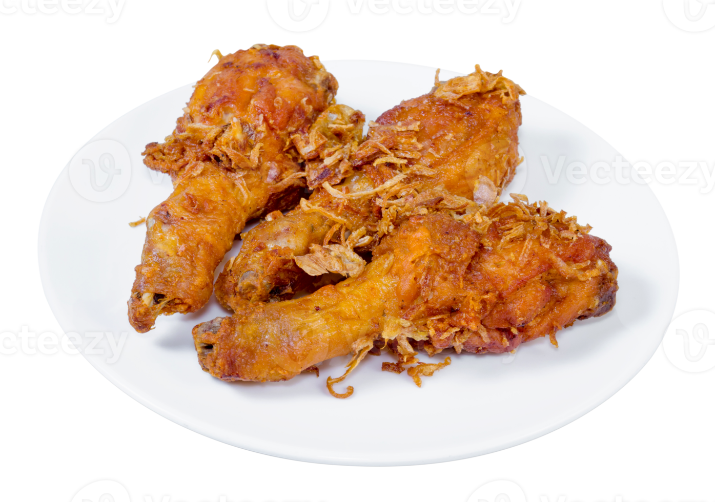 Fried Chicken Drumstick on white dish isolated png