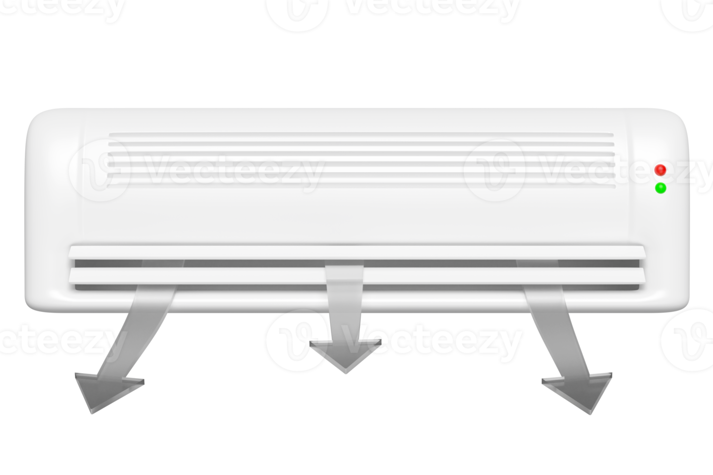 3d air conditioner system with arrow air flows shows isolated. 3d render illustration png