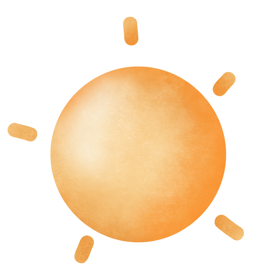 Watercolor sun illustration clipart. png