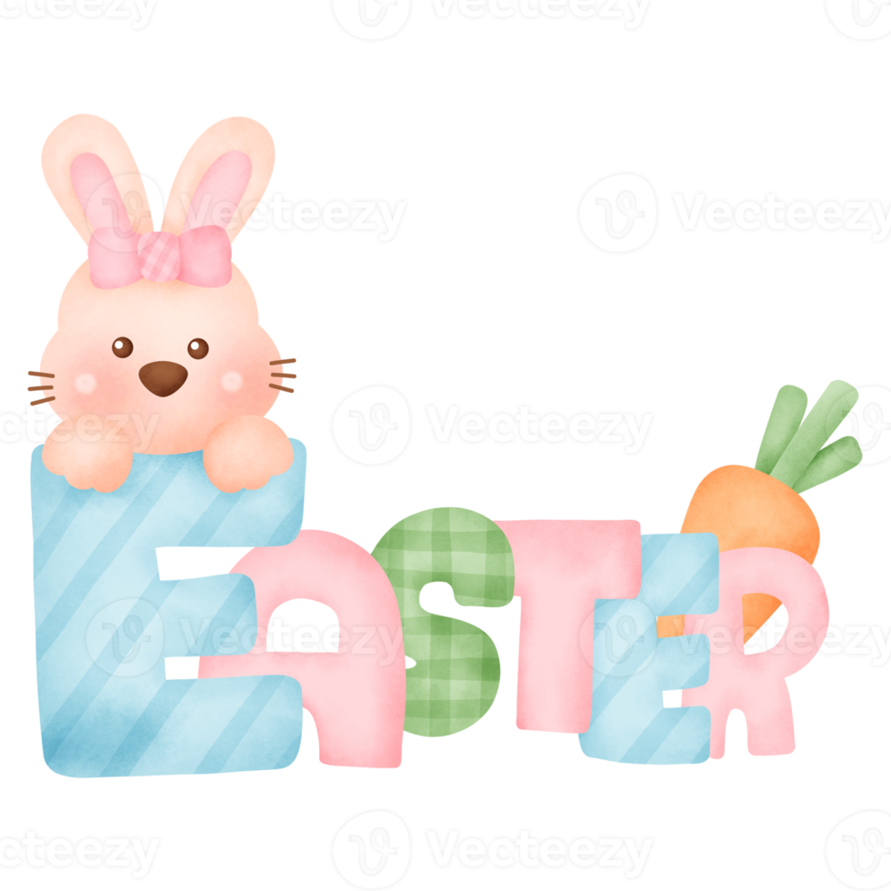 Watercolor Easter bunny png