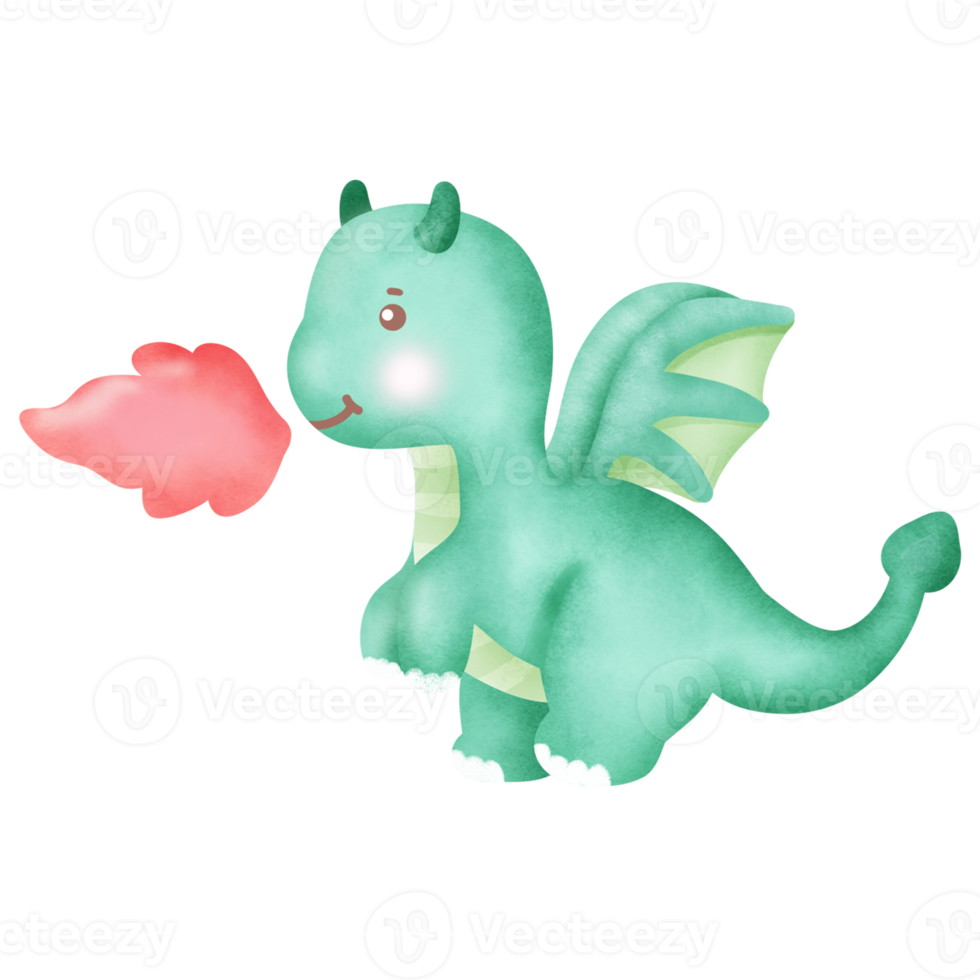 Watercolor dragon illustration clipart. png