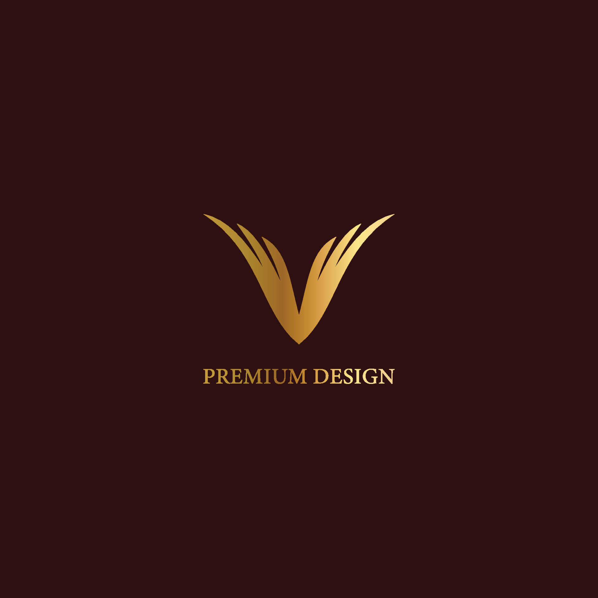 Golden feather letter v luxury brand logo icon Vector Image