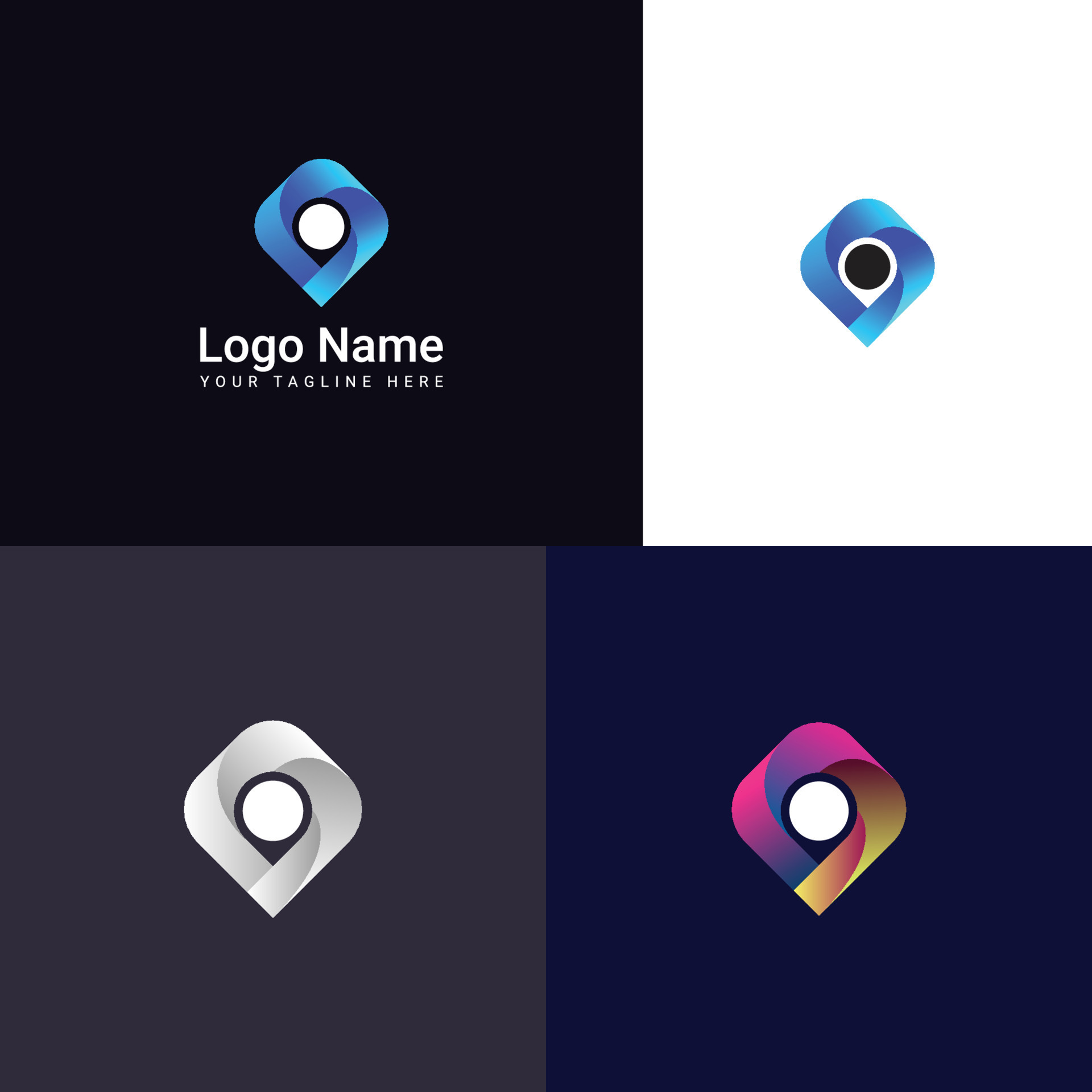 Pin Location Logo Vector Design. Brand Identity emblem, designs concept