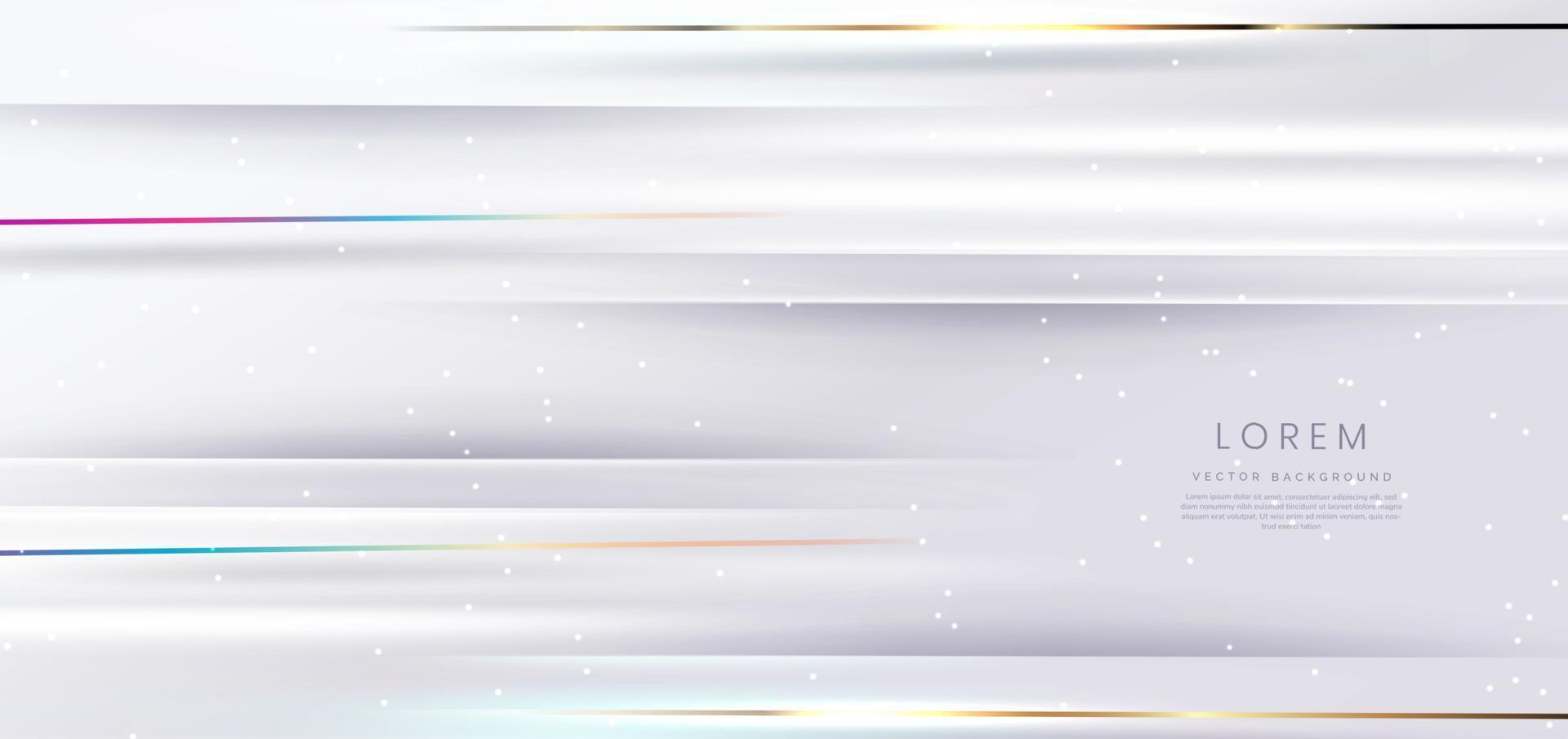 Abstract elegant white background with golden line and lighting effect sparkle. Luxury template design. vector