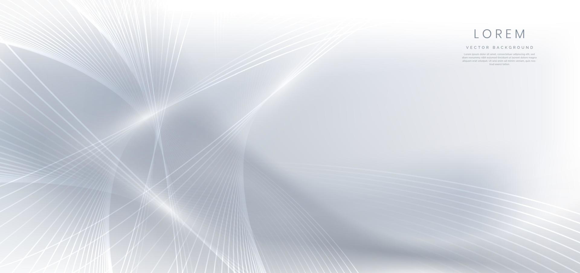 Abstract modern glowing white lines wavy overlapping on grey background. Template technology design. vector