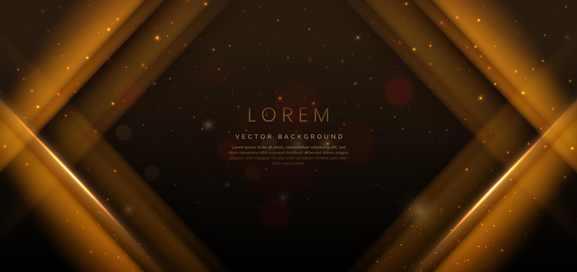 elegante triángulo dorado que brilla con un efecto de iluminación que brilla sobre un fondo marrón oscuro. diseño de premio premium de plantilla. vector