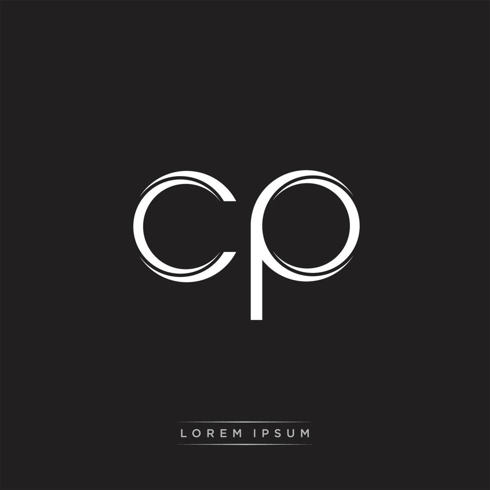 CP Initial Letter Split Lowercase Logo Modern Monogram Template Isolated on Black White vector