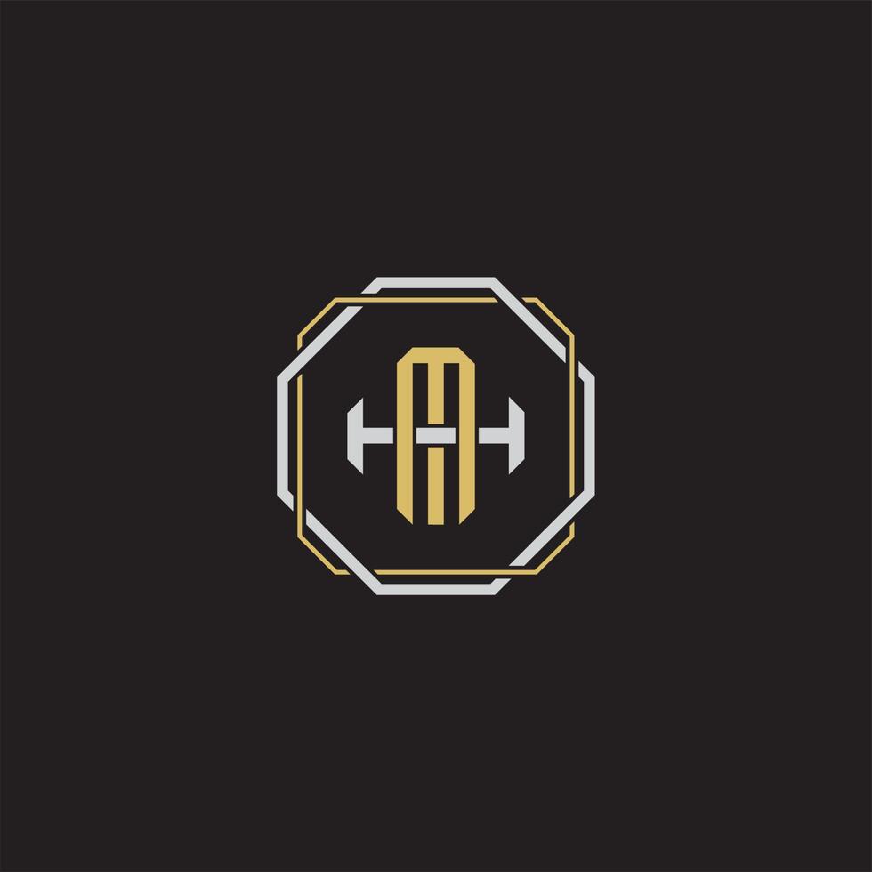 MH Initial letter overlapping interlock logo monogram line art style vector
