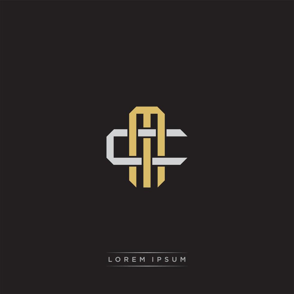 MC Initial letter overlapping interlock logo monogram line art style vector