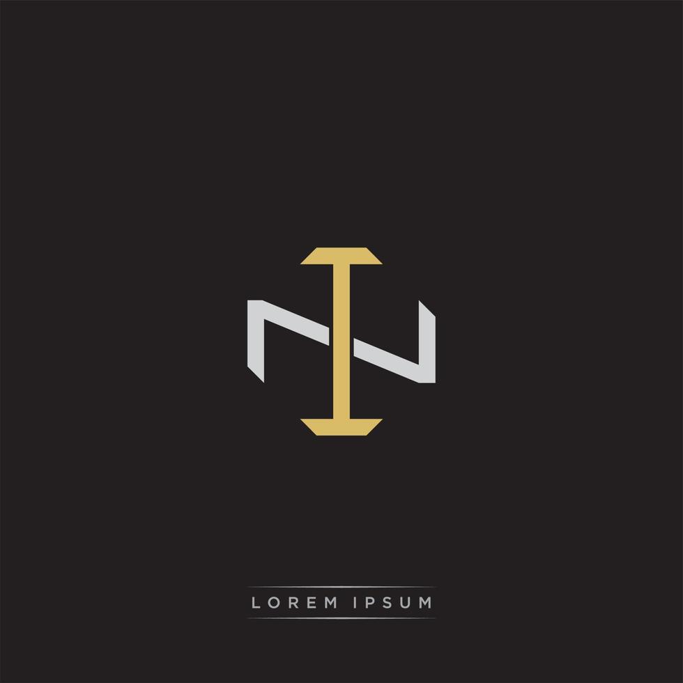 IN Initial letter overlapping interlock logo monogram line art style vector