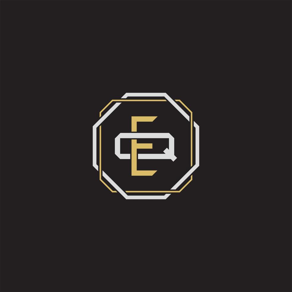 EQ Initial letter overlapping interlock logo monogram line art style vector