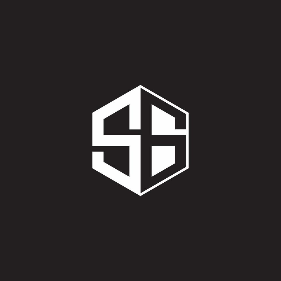 SG Logo monogram hexagon with black background negative space style vector