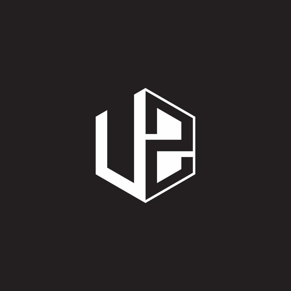 UZ Logo monogram hexagon with black background negative space style vector