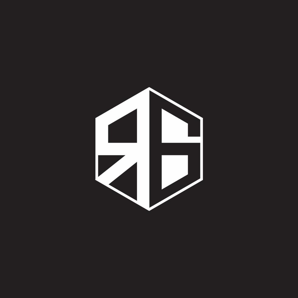 RG R G GR Logo monogram hexagon with black background negative space style vector
