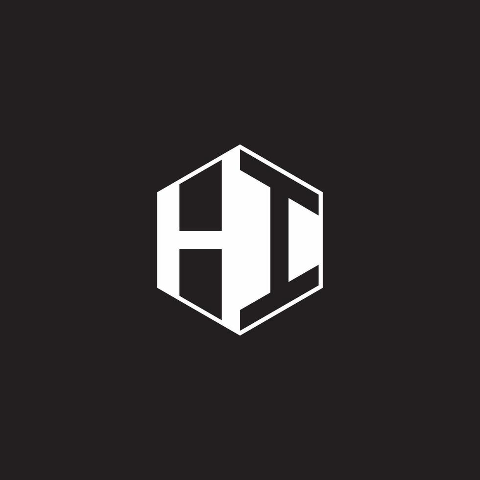 HI Logo monogram hexagon with black background negative space style vector