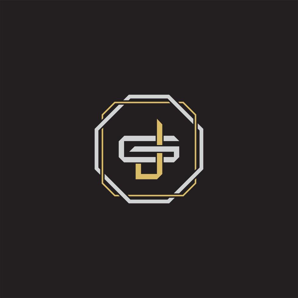JG Initial letter overlapping interlock logo monogram line art style vector