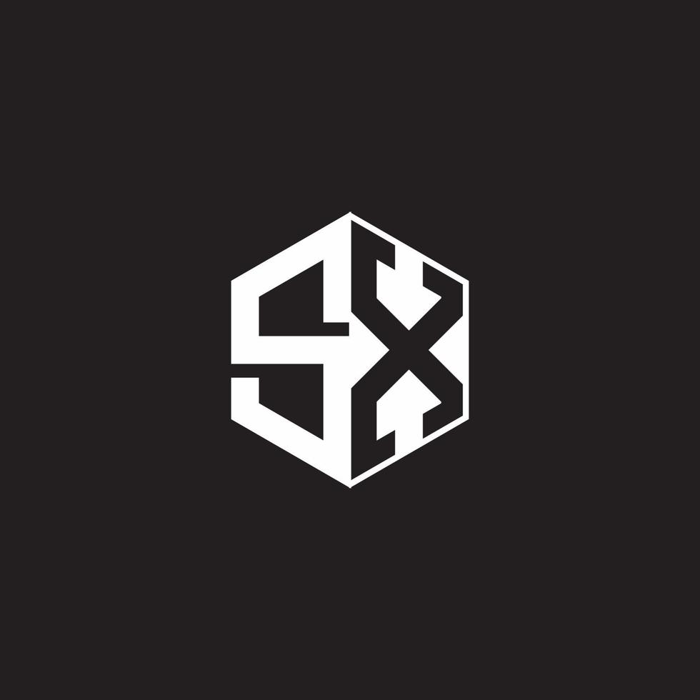 sx logo monograma hexágono con negro antecedentes negativo espacio estilo vector