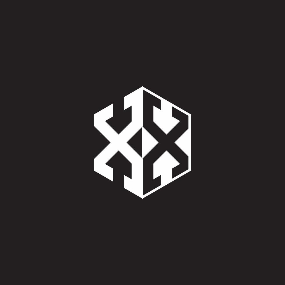 xx logo monograma hexágono con negro antecedentes negativo espacio vector