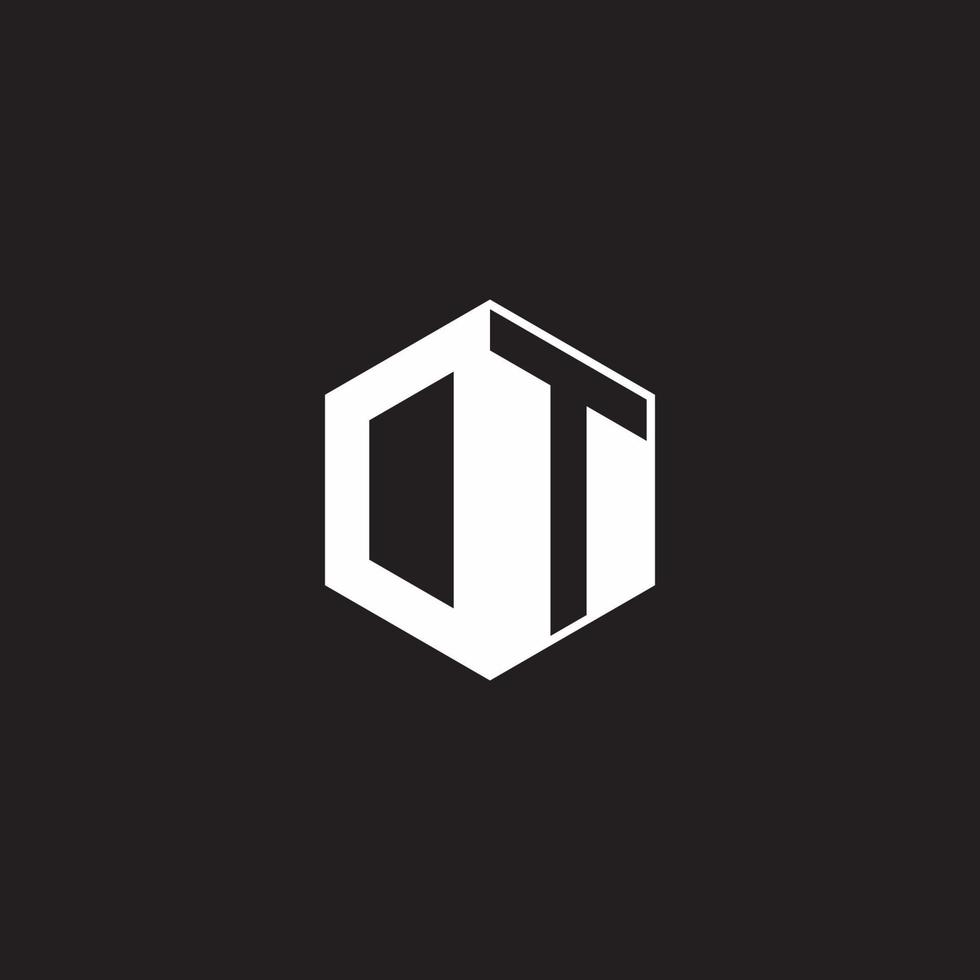 DT Logo monogram hexagon with black background negative space style vector