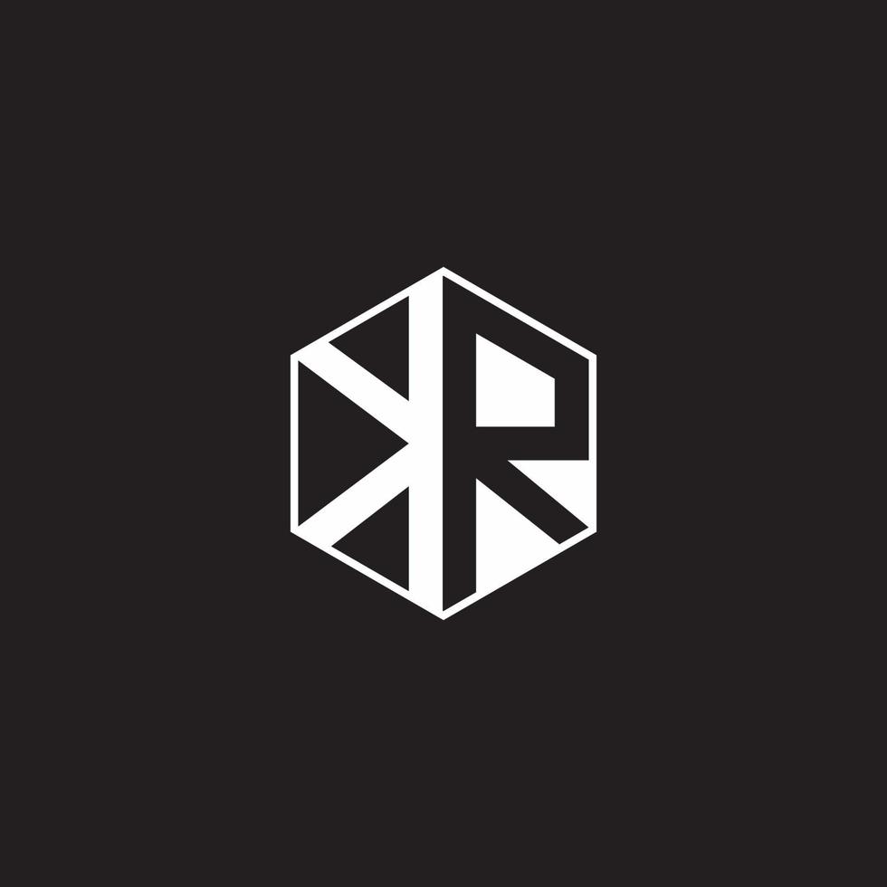 KR Logo monogram hexagon with black background negative space style vector