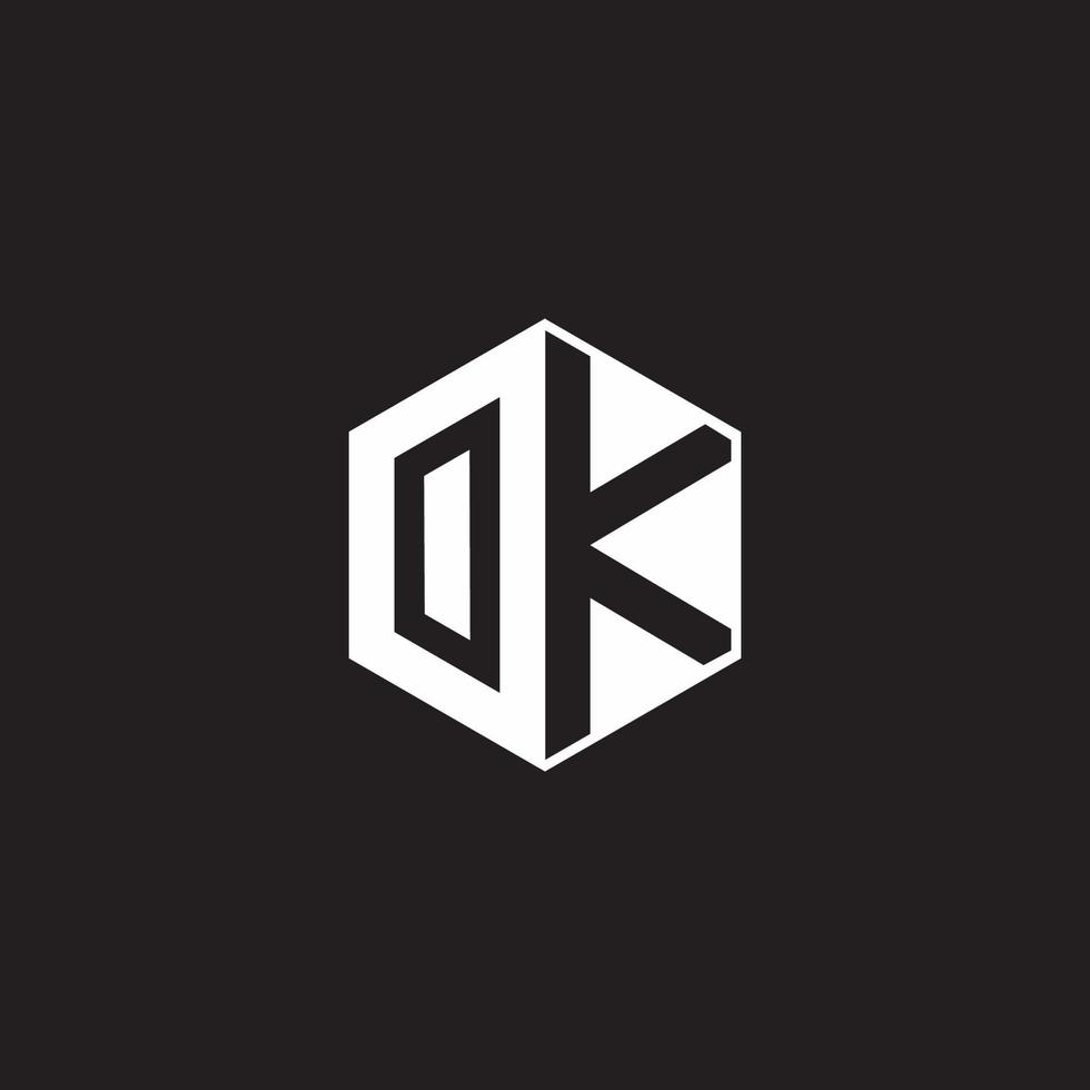 Okay logo monograma hexágono con negro antecedentes negativo espacio estilo vector