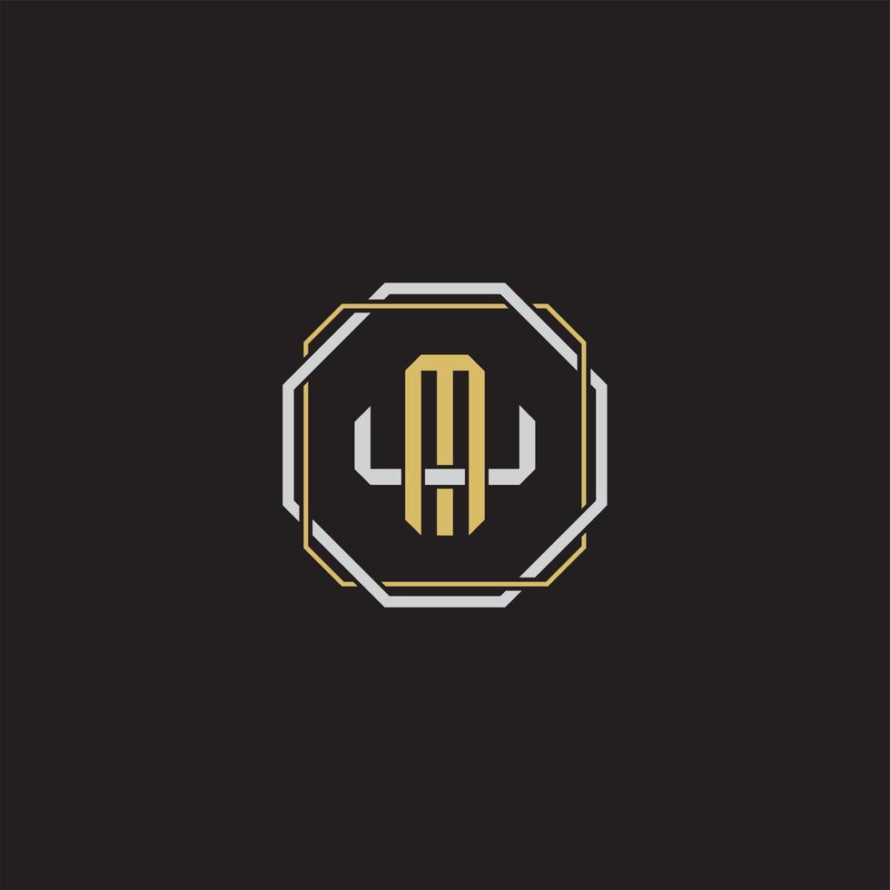 MU Initial letter overlapping interlock logo monogram line art style vector