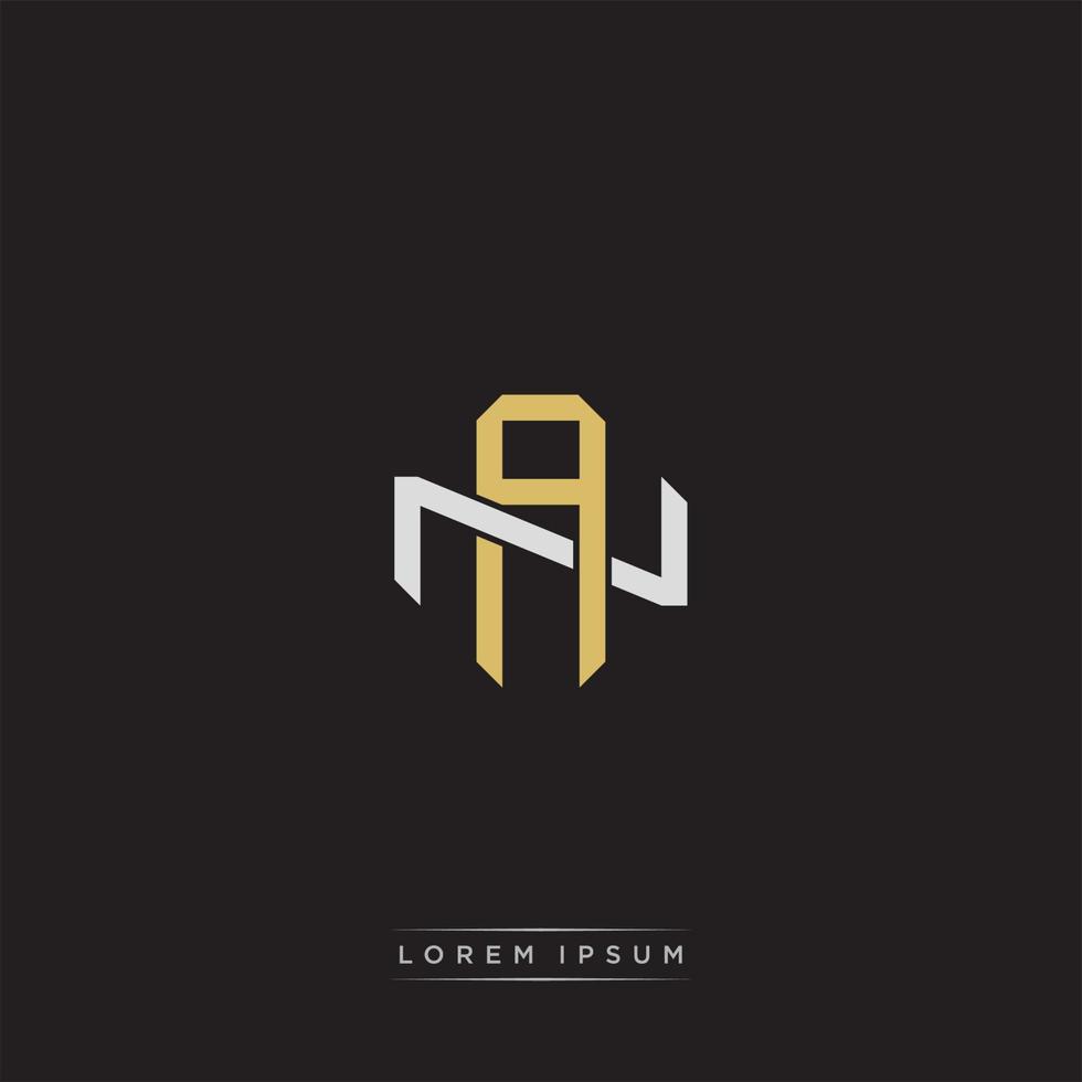 AN Initial letter overlapping interlock logo monogram line art style vector
