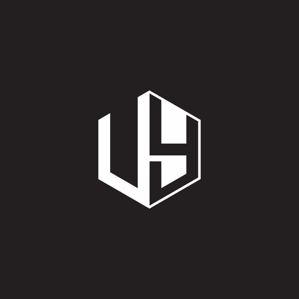 UY Logo monogram hexagon with black background negative space style vector