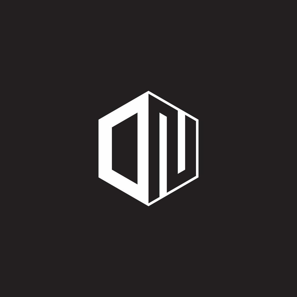 DN Logo monogram hexagon with black background negative space style vector