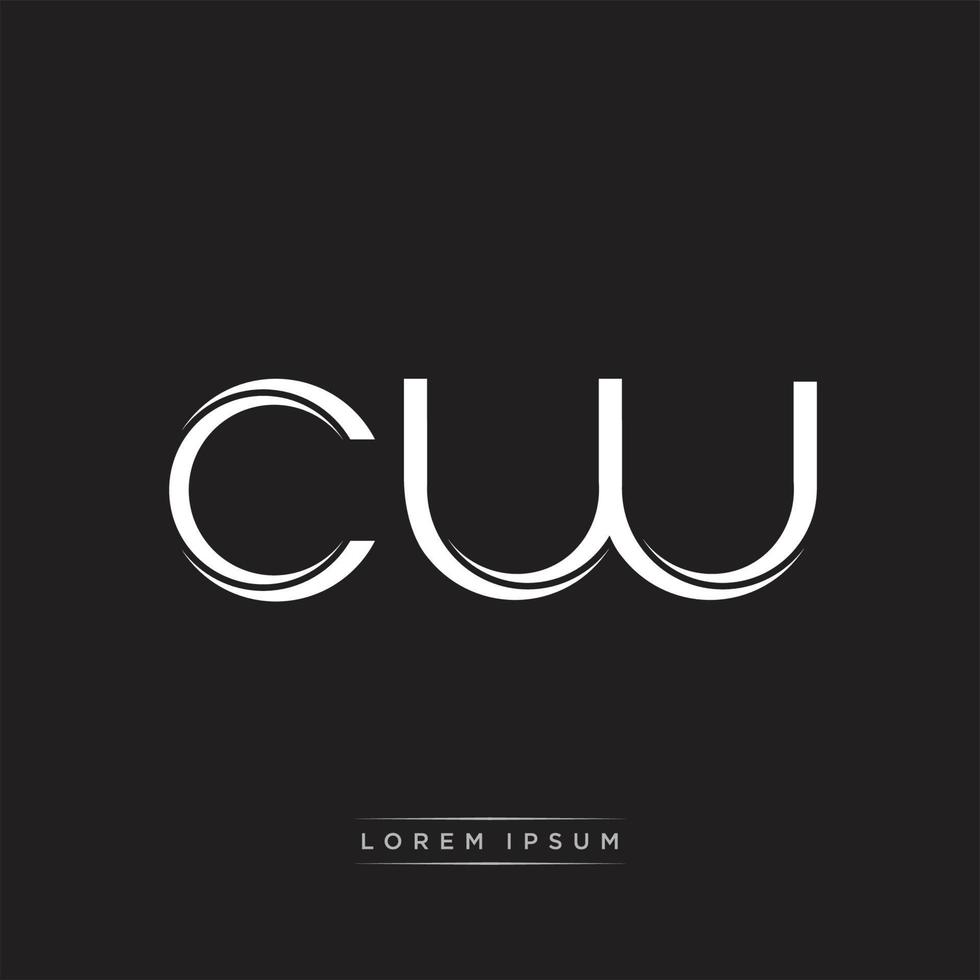 CW Initial Letter Split Lowercase Logo Modern Monogram Template Isolated on Black White vector