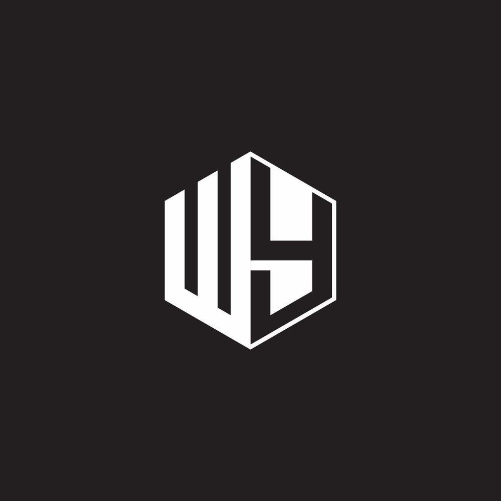 WY Logo monogram hexagon with black background negative space style vector