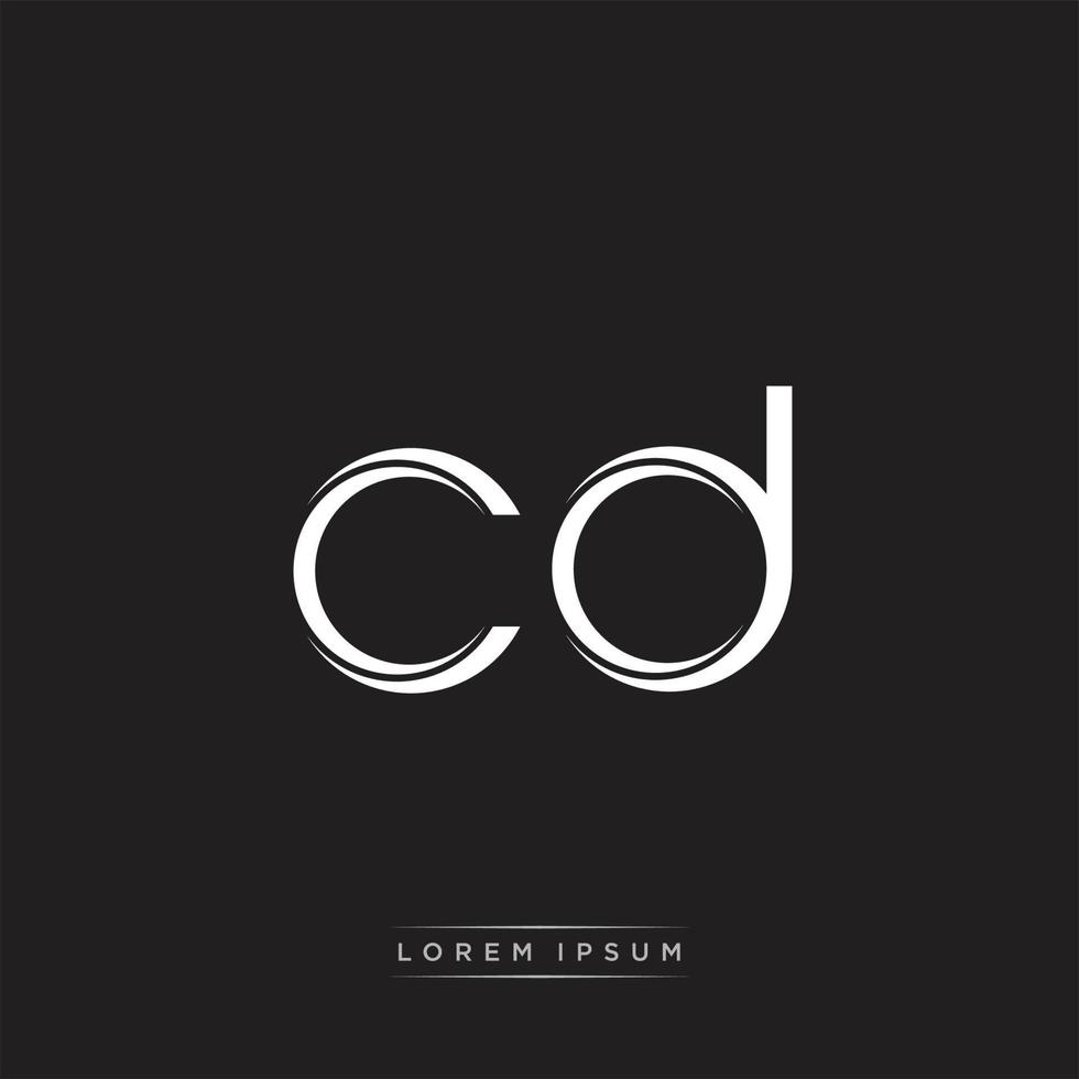 CD Initial Letter Split Lowercase Logo Modern Monogram Template Isolated on Black White vector