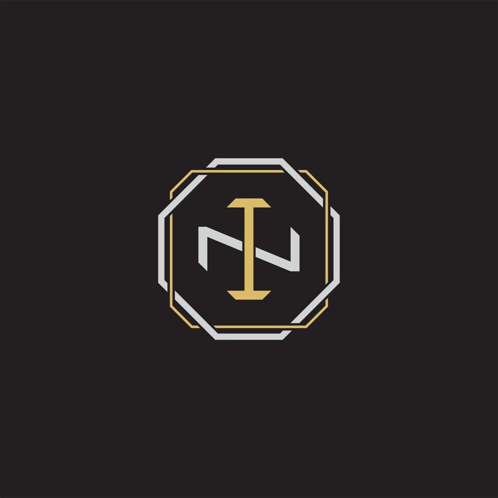 IN Initial letter overlapping interlock logo monogram line art style vector