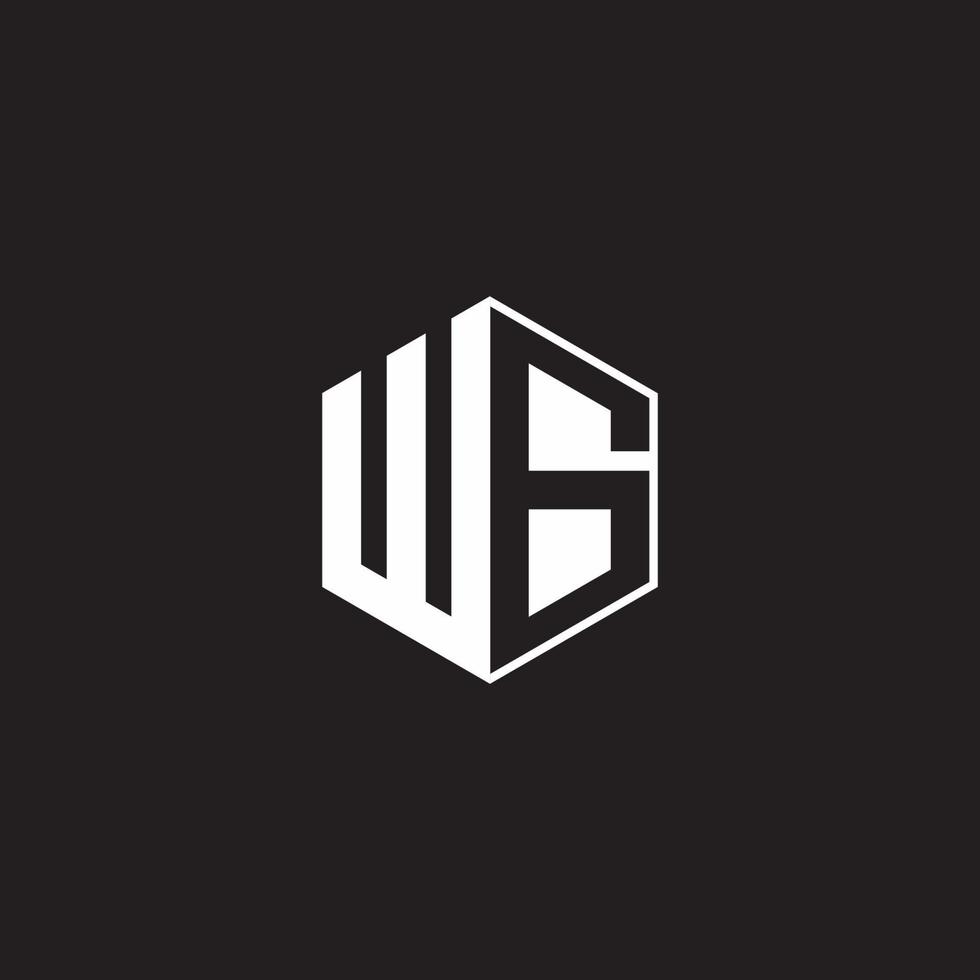 WG Logo monogram hexagon with black background negative space style vector